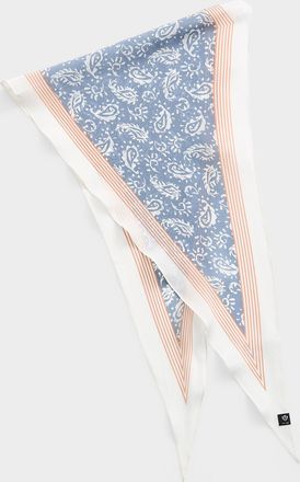 Fraas Womens Pure silk paisley and stripe triangular scarf