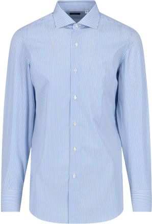 Finamore Long-Sleeve Light Blue Stripe Formal Shirt