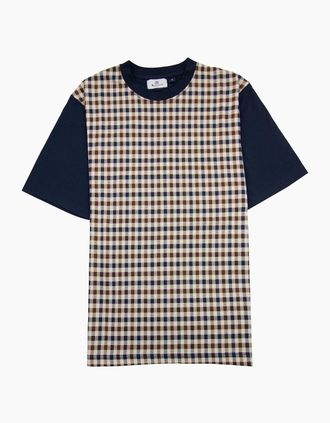 Aquascutum Mens Aquascutum Active Side Club Check T Shirt Navy - Size: 40