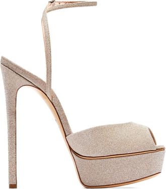 Casadei 140 mm sandalen met plateauzool en glitters - Beige