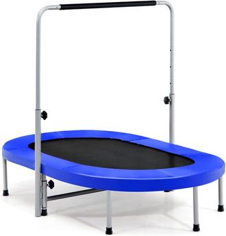 Costway Trampol&iacute;n Cama El&aacute;stica Ovalada Doble Para 2 Personas Plegable Fitness Con Empu&ntilde;adura Y Almohadilla De Seguridad (azul) - Costway