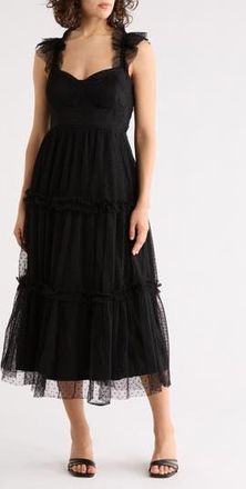 Blu Pepper Mesh Tiered Midi Dress in Black at Nordstrom Rack, Size Medium
