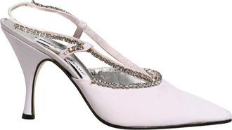Dolce & Gabbana White Strass Crystal Slingbacks Pumps Womens Shoes (Pre-Owned)
