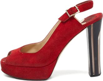 Jimmy Choo London Sandali platform con cinturino posteriore 120mm - Rosso