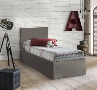 Dmora Dmora - Cama Individual Dbertin, Juego De Cabecero En Ecopiel Con Base Ortop&eacute;dica Y Cenefa, 100% Made In Italy, Adecuado Para Cama Individual, Para Co
