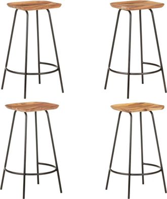 vidaXL Vidaxl - Taburetes De Cocina 4 Unidades Madera Maciza De Acacia