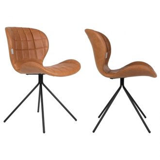 Zuiver Sillones de dise&ntilde;o en polipiel marr&oacute;n - 2 unidades