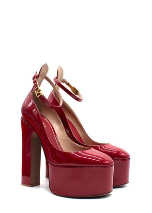 Valentino Garavani Valentino Ruby Leather Platform Pumps Size 36.5