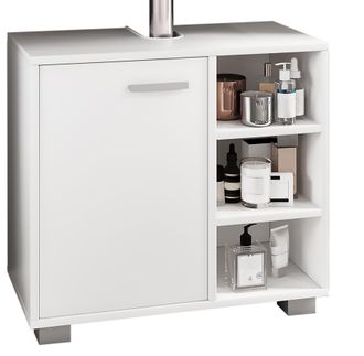 VCM Armario De Lavabo De Madera Vcm Armario De Ba&ntilde;o Dimensiones: Al. 58 X An. 60 X P. 30 Cm 1 Puerta Rotativa 3 Compartimentos De Estante Abiertos Peque&ntilde;o