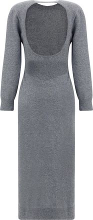 Givenchy Womens Long Knit Dress Medium Grey Kashmir-Capra Hircus Kashmir/capra
