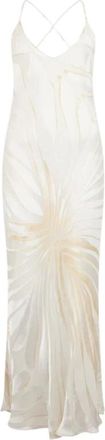 Roberto Cavalli Kleedjes, Dames, Wit, M, Rayon, Slipjurk met Ray Devor&eacute; Print