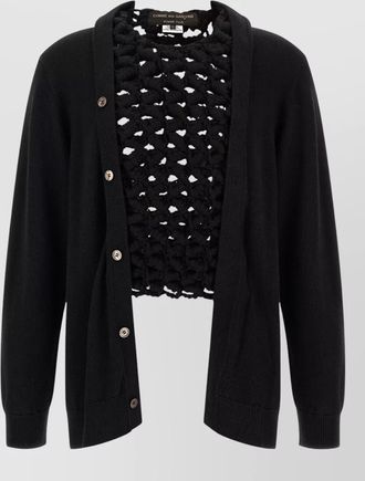 Comme Des Gar&ccedil;ons wool open knit v neck cardigan