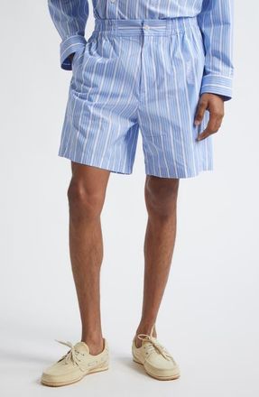 Jacquemus Le Short Aloe Stripe Shorts in Blue at Nordstrom, Size 36 Us
