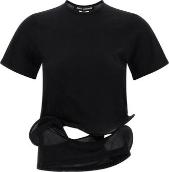 Junya Watanabe Twisted Detail T-shirt - Dames - T-shirts - Zwart - M - Nylon - Tops