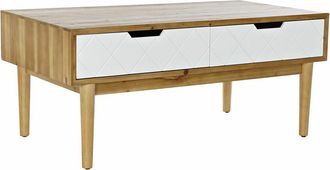 DKD Home Decor Mesa Baja Moderna - Marca - 105 Cm - Madera Maciza - 2 Cajones Pr&aacute;cticos