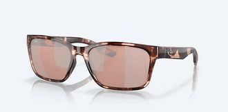 Costa Unisex Palmas Polarized Sunglasses In Coral Tortoise Copper Silver Mirror