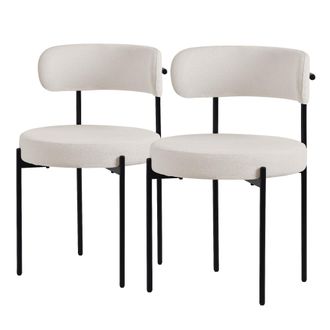 ML Design Ml-design Juego De 2 Sillas De Comedor Asientos Tapizados En Tejido Teddy Blanco Y Patas De Metal Negro Muebles Ergon&oacute;micos Elegantes Sill&oacute;n De Dise&ntilde;o