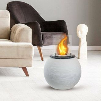 Dmora Dmora - Chimenea De Bioetanol Alliste, Chimenea Ecol&oacute;gica, Hogar Sin Humo, Calefactor De Etanol, Made In Italy, 40x40 H54 Cm, Gris Oscuro