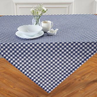 Solino Home Linen Table Throw - Gingham Check, 52 x 52, 52 x 52 in Navy at Nordstrom, Size Small