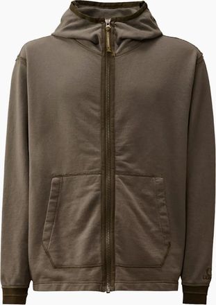 C.P. Company Mens Diagonal Fleece Zip Hoodie - Smoked Pearl - Size: 40