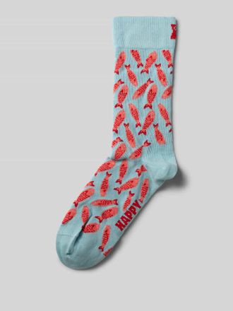 Happy Socks Socken mit Label-Print in Hellblau, Gr&ouml;&szlig;e 36-40
