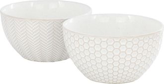 Gibson Home Earlhart 2 Piece 6 Inch Ribbed Stoneware Cereal Bowl Set in White at Nordstrom