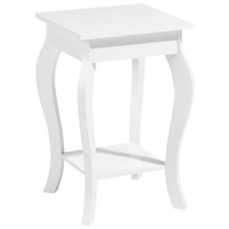 Beliani Beliani - Mesa Auxiliar Blanca Con Estante De Almacenamiento Con Patas Adornadas Vintage Avon