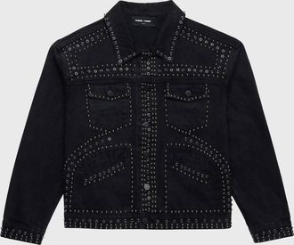 Homme + Femme Womens Ornament Denim Jacket In Jet Black