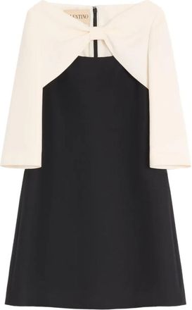 Valentino Garavani Crepe Couture Short Dress With Bow And Contrasting Sleeves