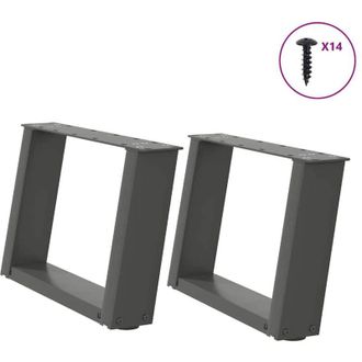 vidaXL Patas Para Mesa De Centro En Forma De U (2 Unidades), Antracita, 50 X (30-31) Cm, Acero Vidaxl