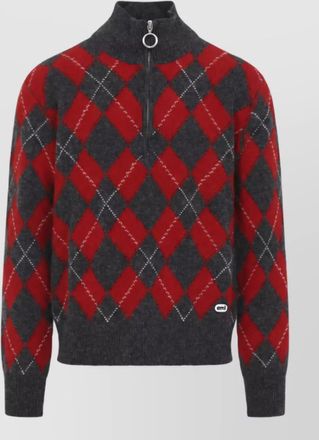 Ami wool argyle half zip sweater