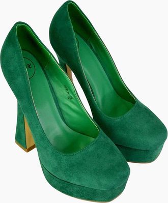 XY London Womens XY London Womens/Ladies Karlie Curved Flared High Stiletto Heel Court Shoes - Green - Size: 6