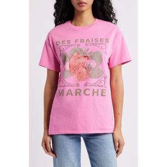 Junk Food Des Fraises March&eacute; Cotton Graphic T-Shirt in Azalea at Nordstrom, Size X-Small