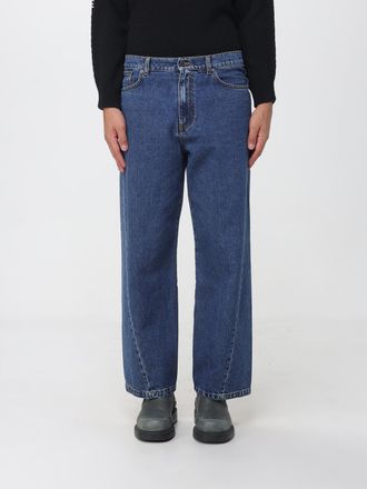 Paura Jeans wide leg in denim di cotone a cinque tasche con vita media