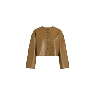 Alberta Ferretti Short Soft Leather Jacket - female - Alberta Ferretti - Leather Jackets - Yellow - M - Jackets