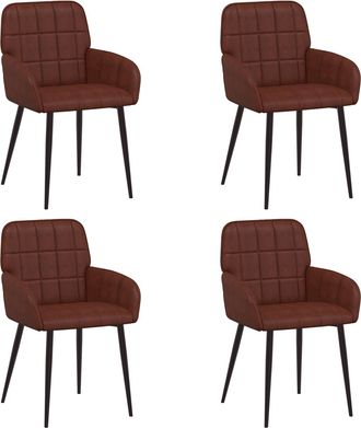 vidaXL Sillas De Comedor 4 Uds. Cuero Sint&eacute;tico Marr&oacute;n Brillante Vidaxl