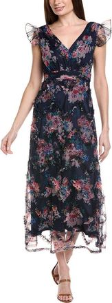 Adrianna Papell Printed Tulle Ankle Dress