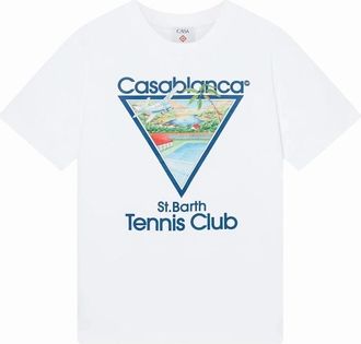 Casablanca Mens CASABLANCA Mens T Shirt Tennis Club Icon Crew Neck Summer Tee - White - Size: 36