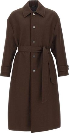 HUGO BOSS C-Colin Jas - Heren - Jas met riem - Bruin - S - Wol - Jassen