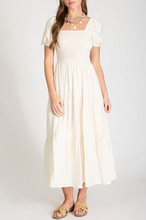 August Sky Smocked Bodice Maxi Dress in Natural at Nordstrom Rack, Size Medium