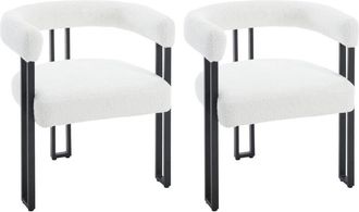 Woltu Woltu - 2x Sillas De Comedor Sillas De Cocina Con Patas De Metal Para Comedor, Chenilla, Crema