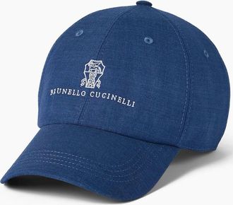 Brunello Cucinelli Mens Cotton Branded Cap Blue - Navy - Size: M