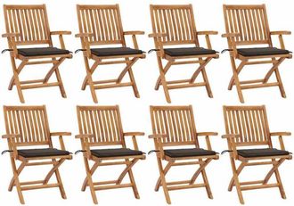 vidaXL Vidaxl - Sillas De Jard&iacute;n Plegables 8 Uds Madera Maciza Teca Con Cojines