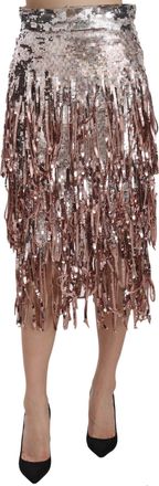 Dolce & Gabbana Paillette Franje Midi Rok