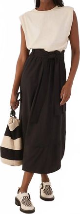 Dress To Front Ties T-Shirt Bodice Maxi Dress In Black/ White