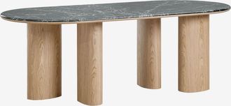 Sklum Mesa De Comedor Ovalada 220x100 Cm En Mdf Y M&aacute;rmol Dayana Sklum