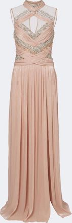 Costarellos Avalia draped embellished georgette bustier gown