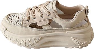 Generic Womens Platform Gym Shoes Arch Support Trainers Women Chunky Platform Sneakers Breathable Cutout Walking Shoes Casual Summer Non Soft Sole Sneakers Wo