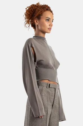 Rick Owens Cropped Knit Sweater - Gray