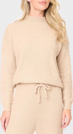 Gibsonlook Funnel Neck Long Sleeve Cozy Ribbed Sweater In Neutral